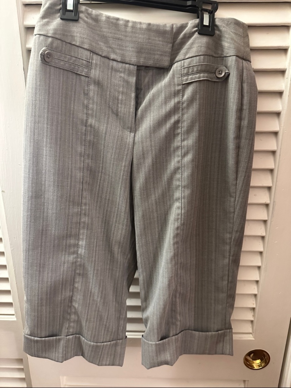 Larry Levine Gray Pinstripe Stretch Shorts